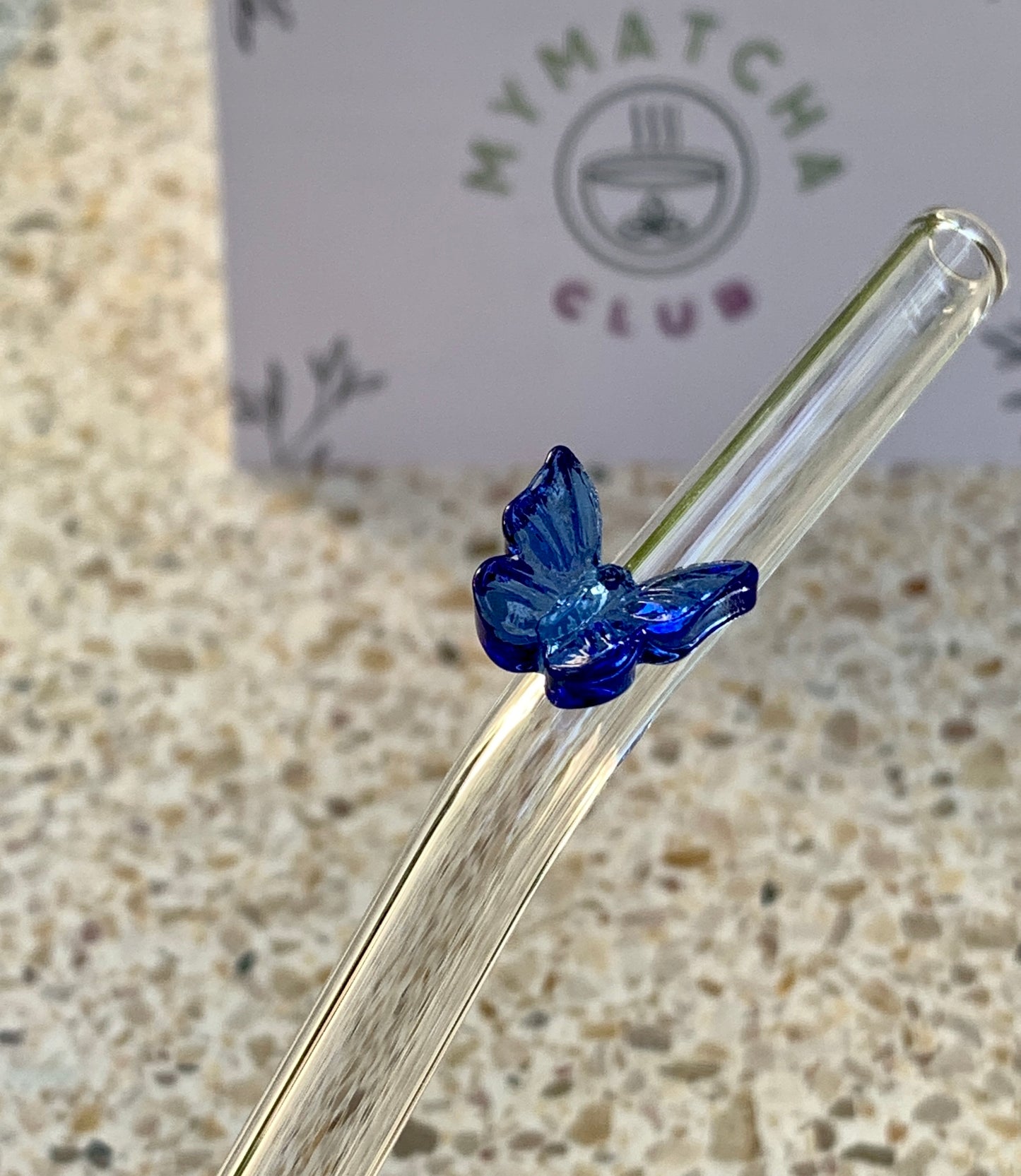 Reusable Butterfly Glass Straws
