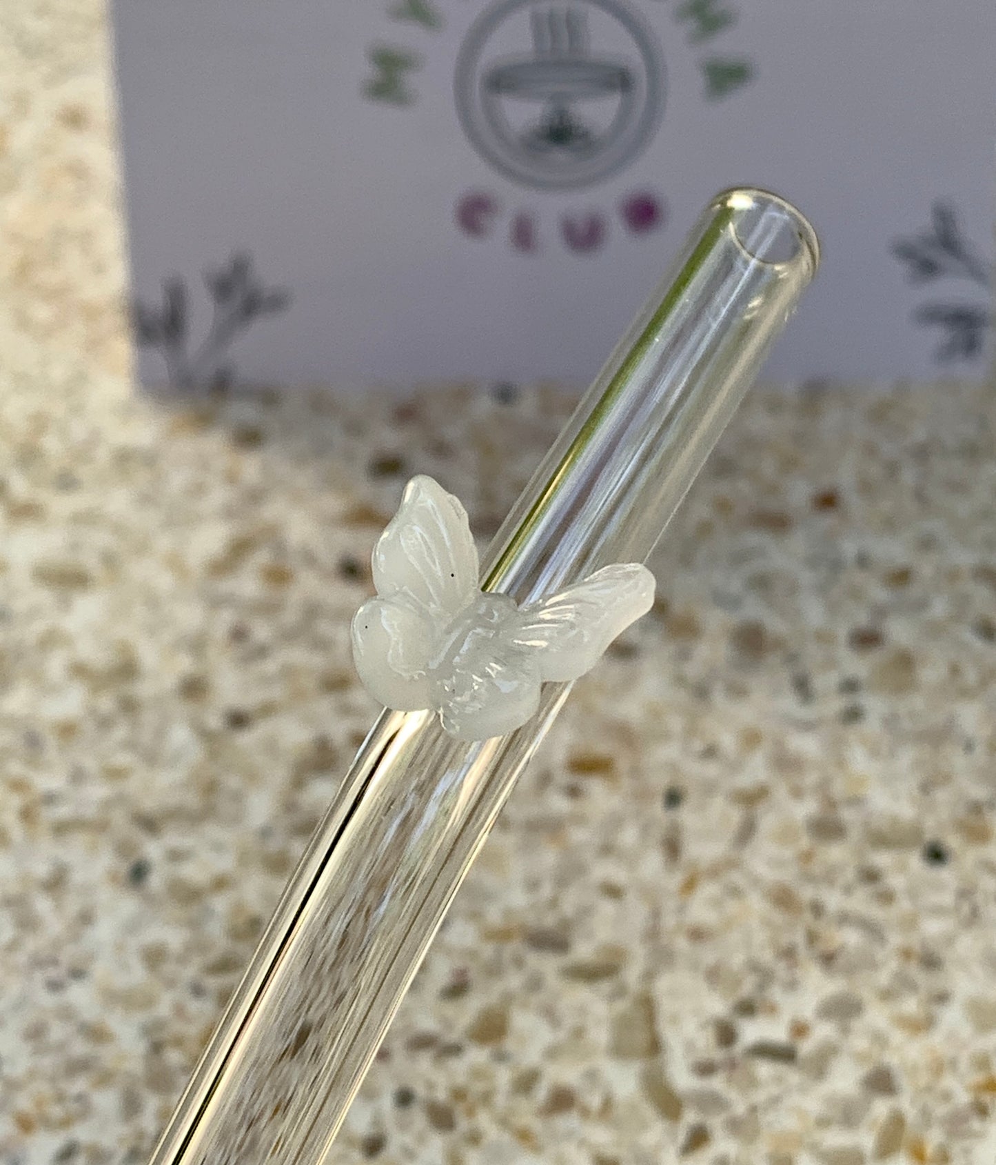 Reusable Butterfly Glass Straws