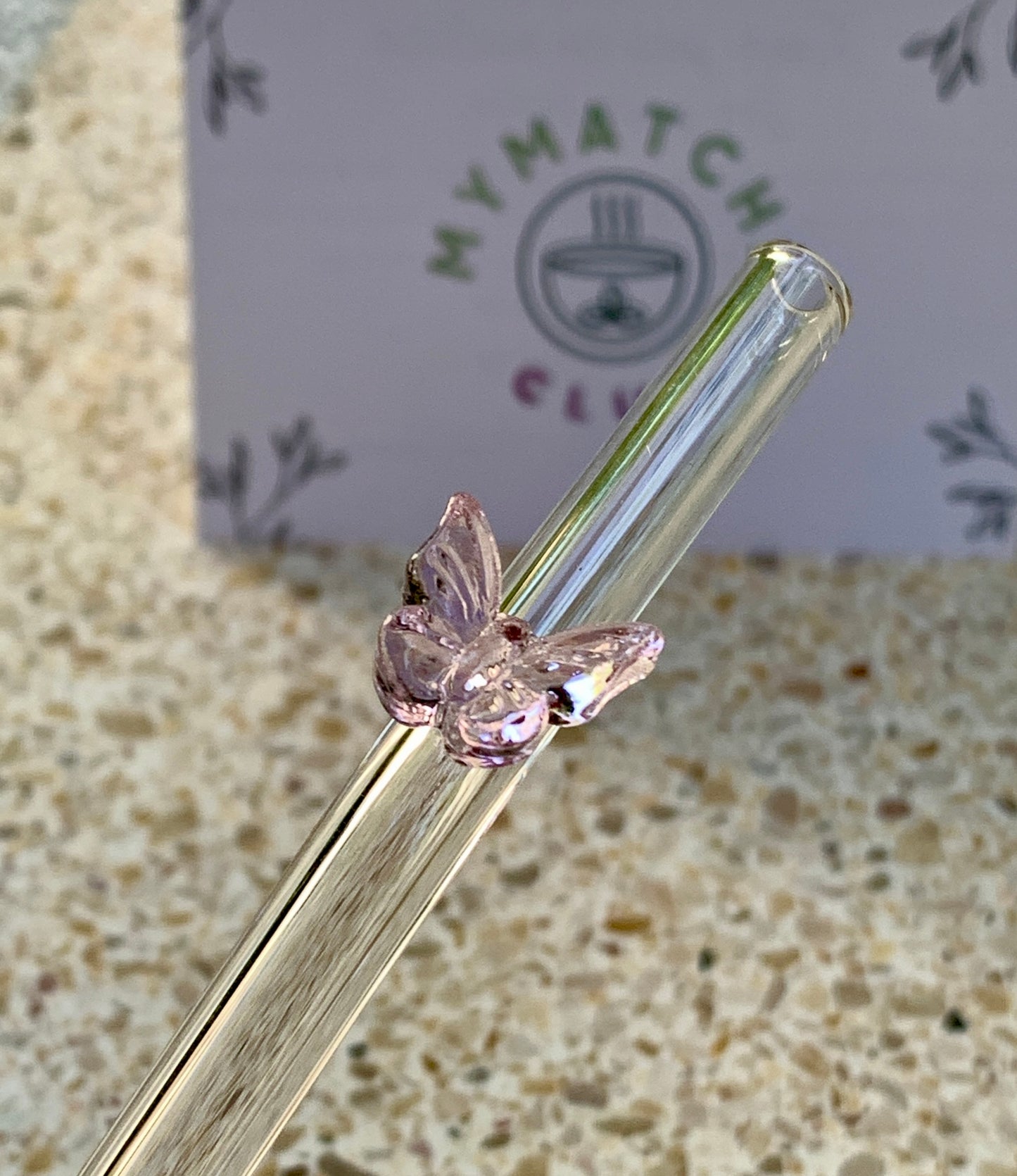 Reusable Butterfly Glass Straws
