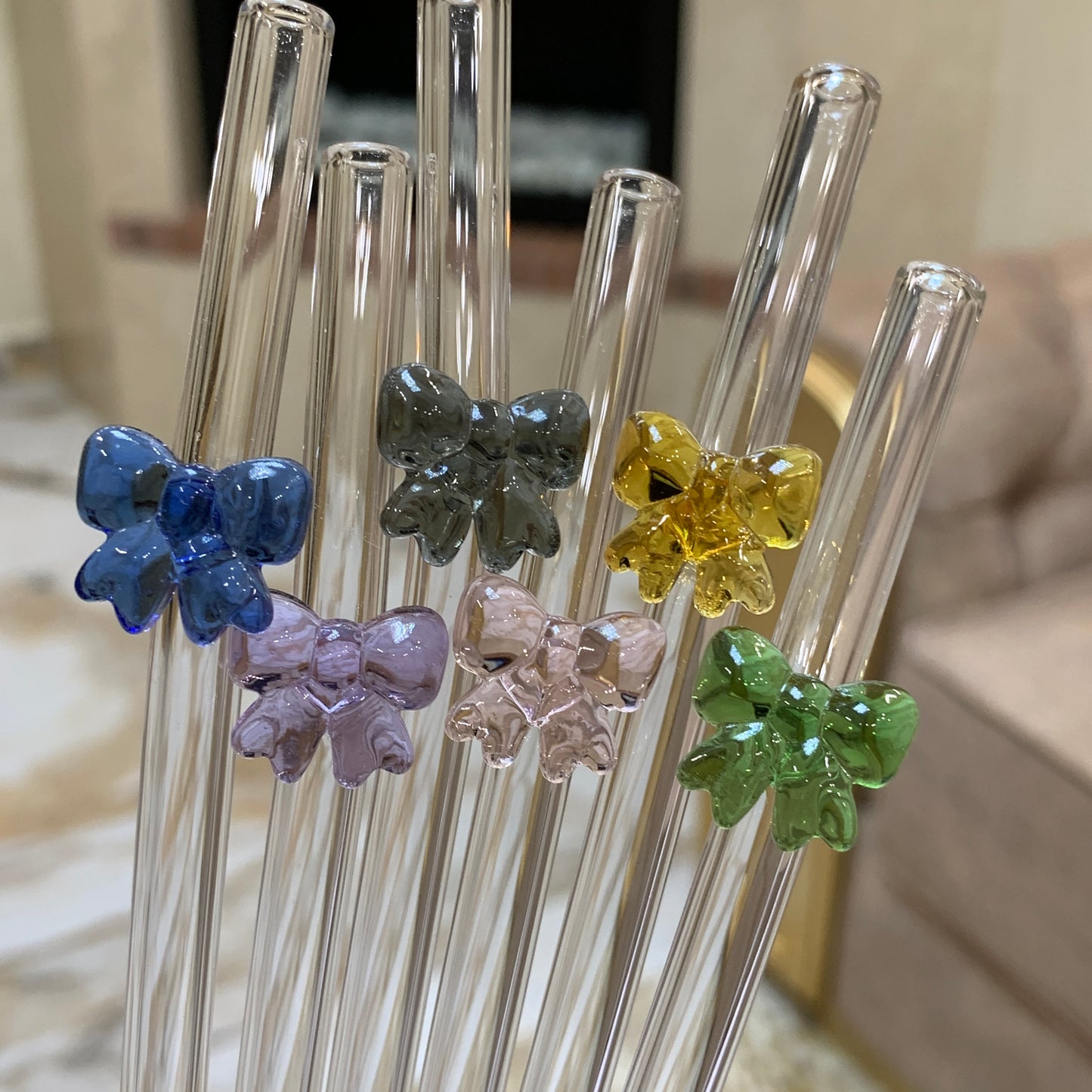 Reusable Bow Glass Straws