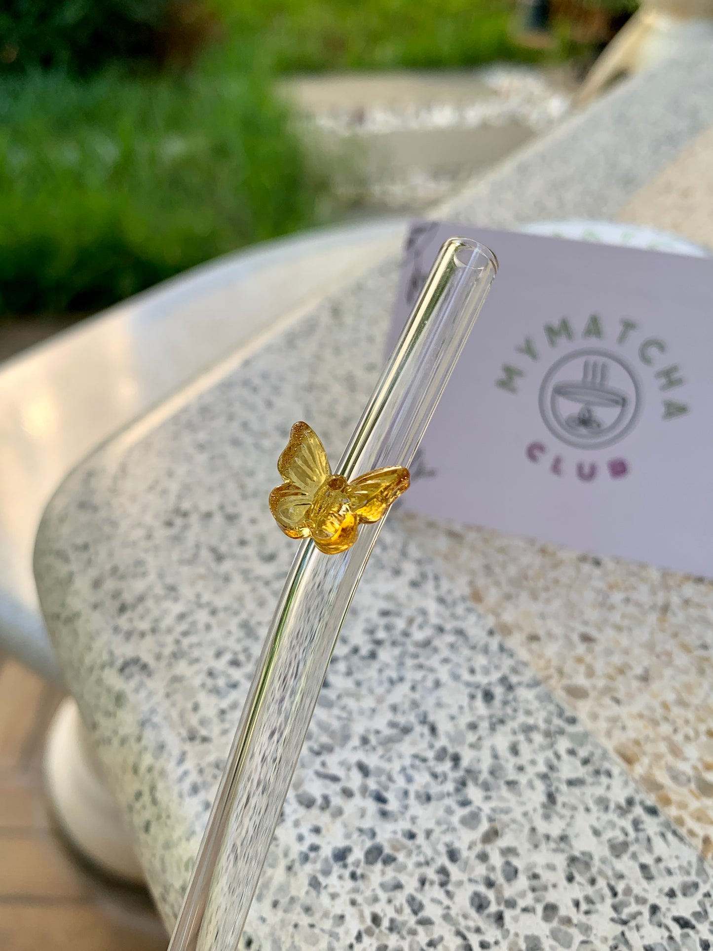 Reusable Butterfly Glass Straws