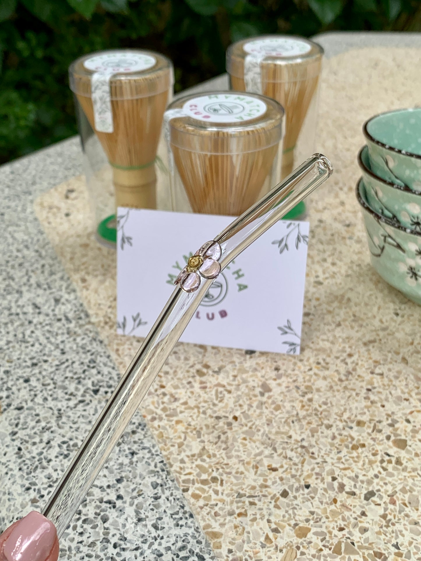 Reusable Flower Glass Straw