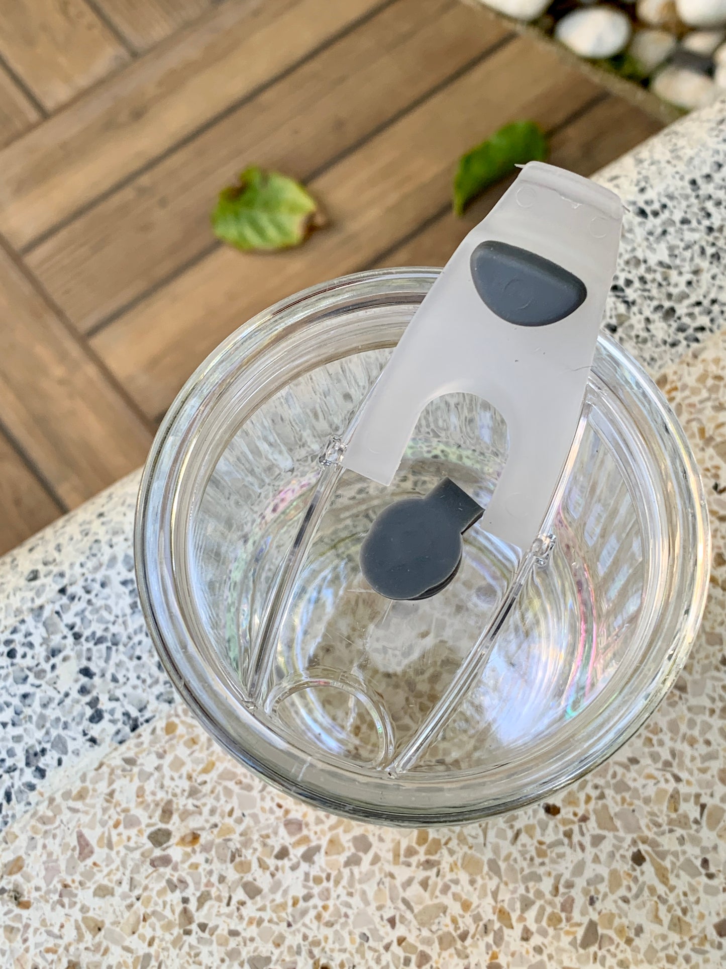 Holographic Glass Tumbler with Glass Straw