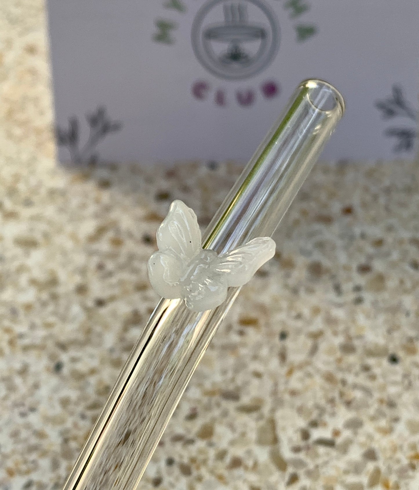 Reusable Butterfly Glass Straw (Individual)