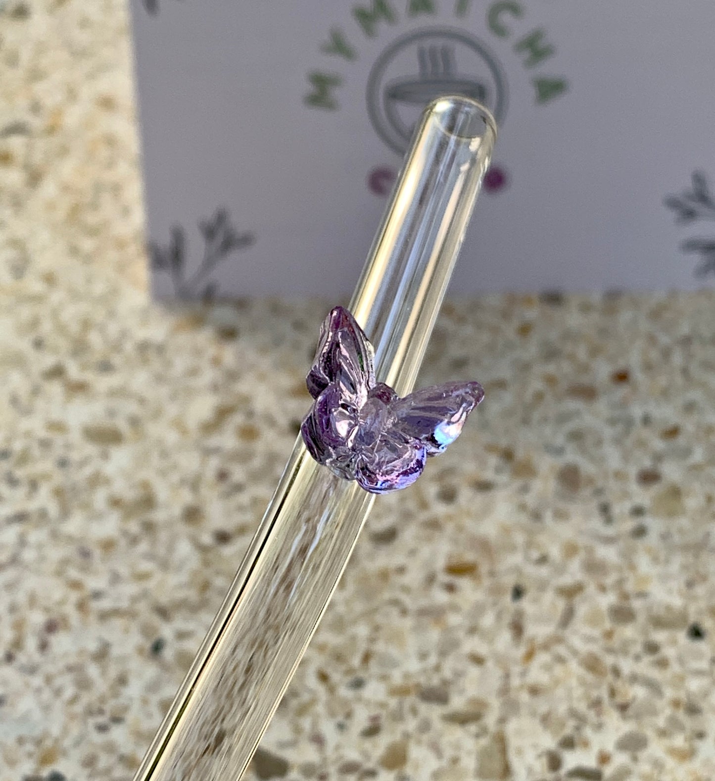 Reusable Butterfly Glass Straw (Individual)