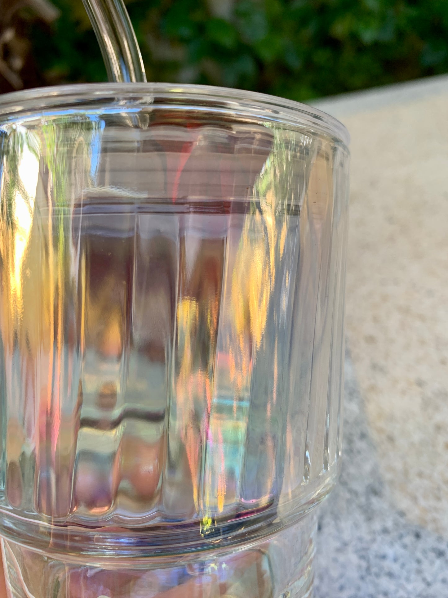 Holographic Glass Tumbler with Glass Straw