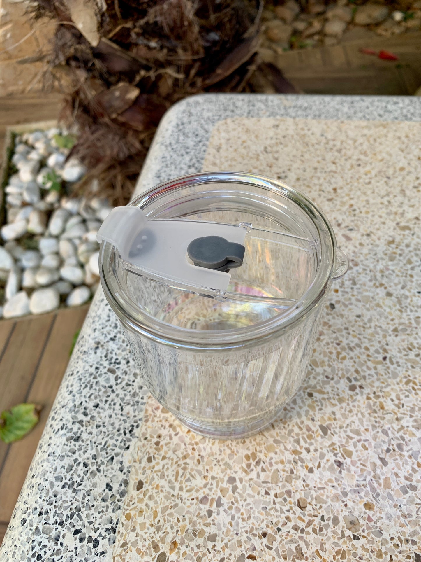 Holographic Glass Tumbler with Glass Straw