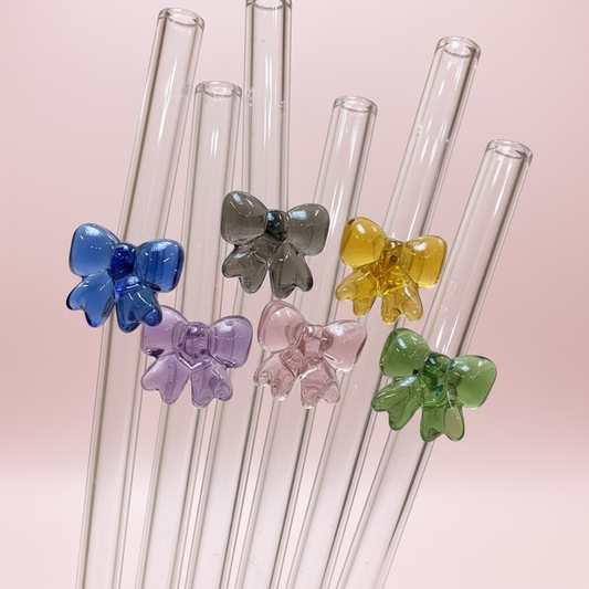 Reusable Bow Glass Straws