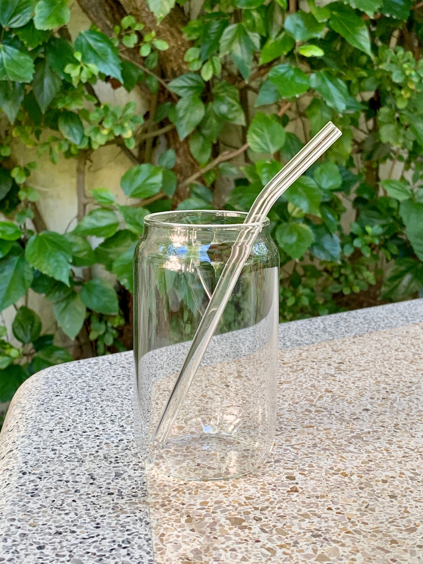 Minimalistic Glass Tumbler with Bamboo Lid & Glass Straw